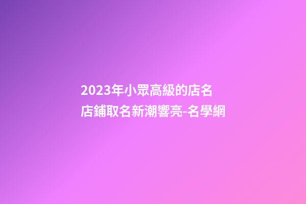 2023年小眾高級的店名 店鋪取名新潮響亮-名學網-第1張-店鋪起名-玄機派